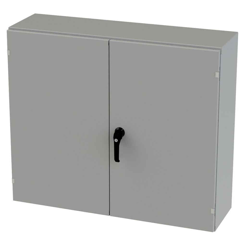 NEMA 3R, 4, 12 Enclosure, Wallmount, 36" H x 42" W x 12" D, Carbon Steel, Powder Coat gray