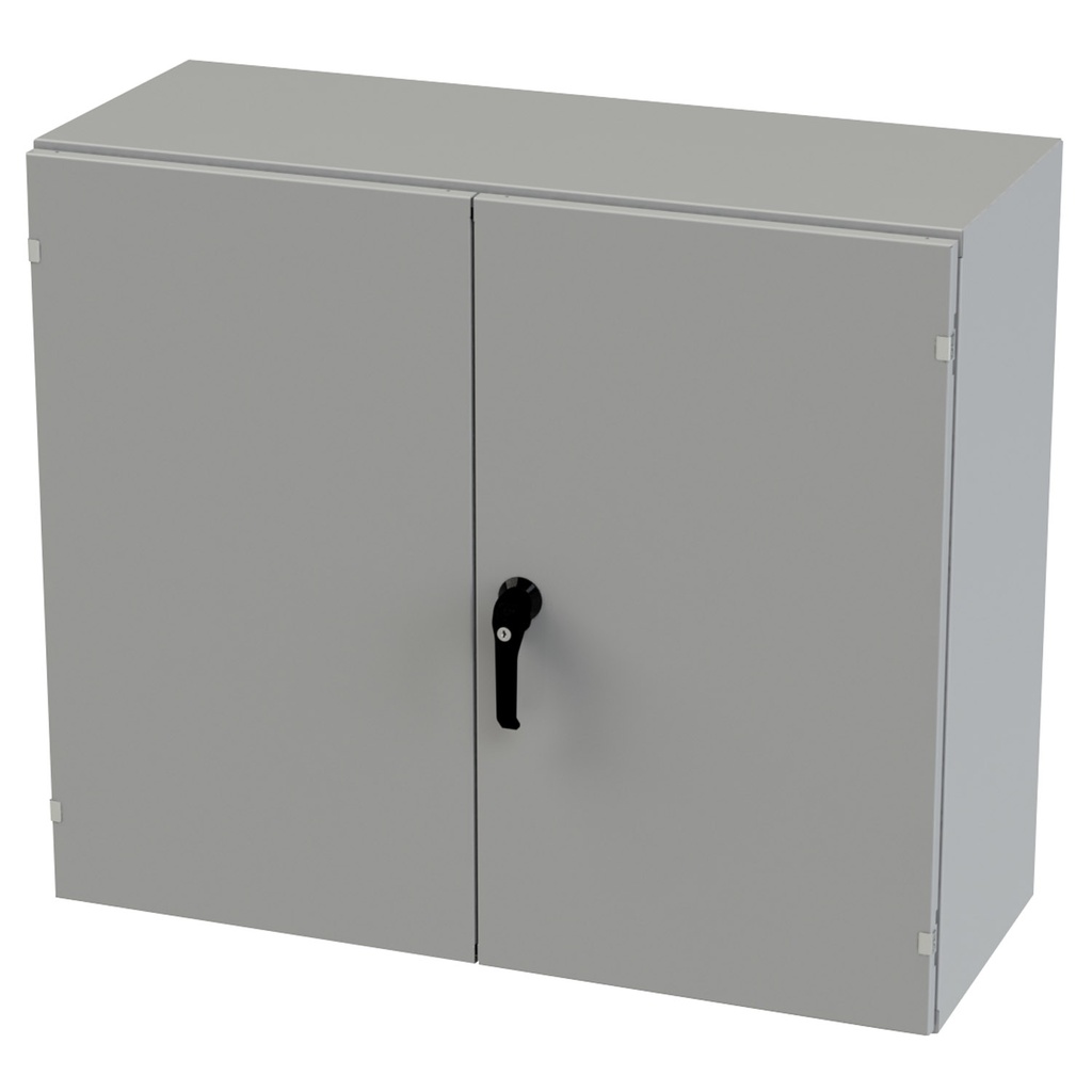 NEMA 3R, 4, 12 Enclosure, Wallmount, 36" H x 42" W x 16" D, Carbon Steel, Powder Coat gray