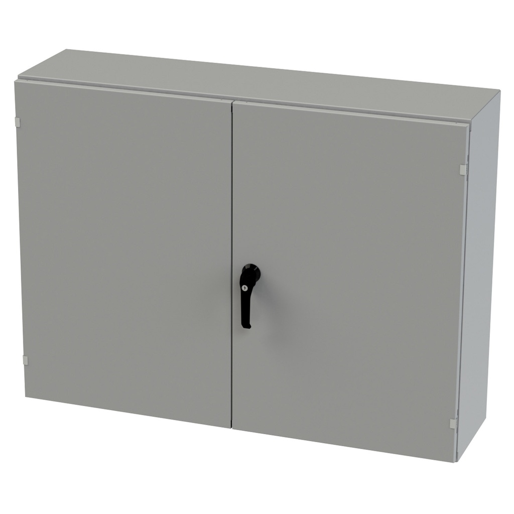 NEMA 3R, 4, 12 Enclosure, Wallmount, 36" H x 48" W x 12" D, Carbon Steel, Powder Coat gray