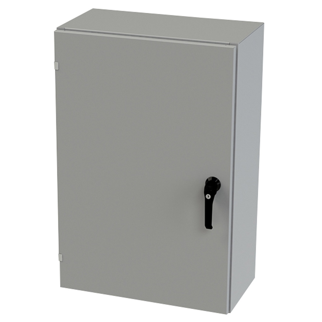 NEMA 3R, 4, 12 Enclosure, Wallmount, 36" H x 24" W x 12" D, Carbon Steel, Powder Coat gray