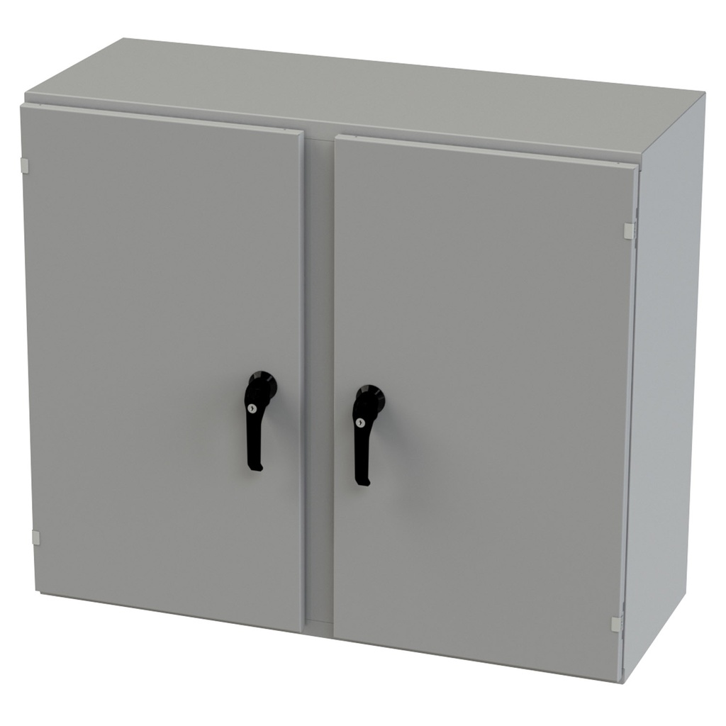 NEMA 3R, 4, 12 Enclosure, Wallmount, 36" H x 42" W x 16" D, Carbon Steel, Powder Coat gray