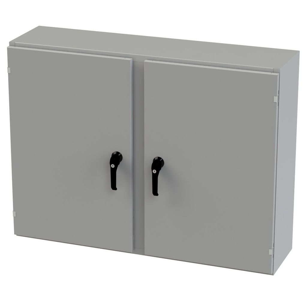 NEMA 3R, 4, 12 Enclosure, Wallmount, 36" H x 48" W x 12" D, Carbon Steel, Powder Coat gray