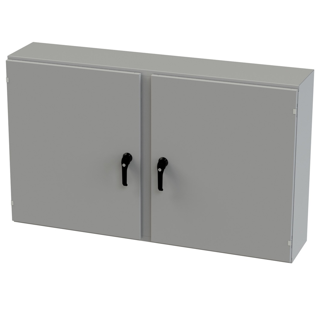 NEMA 3R, 4, 12 Enclosure, Wallmount, 36" H x 60" W x 12" D, Carbon Steel, Powder Coat gray