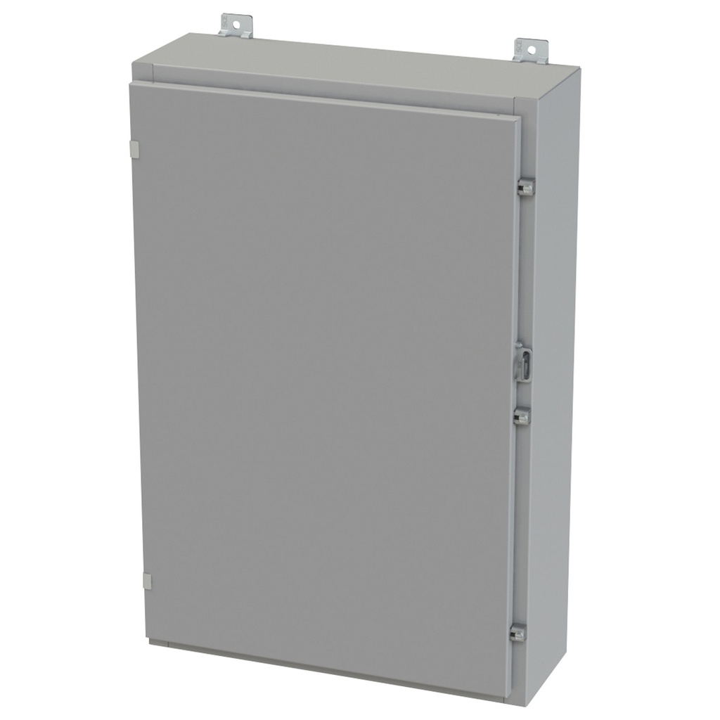 NEMA 3R, 4, 12 Enclosure, Wallmount, 36" H x 24" W x 8" D, Carbon Steel, Powder Coat gray