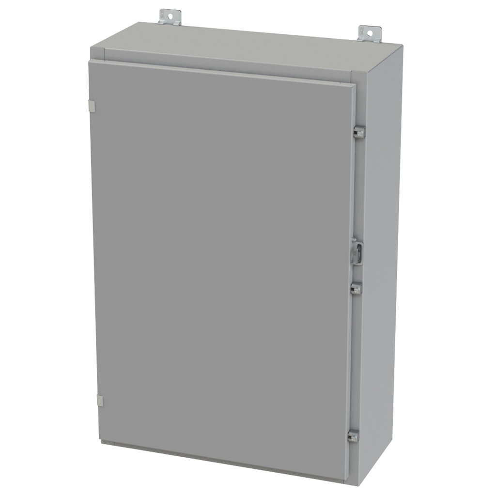 NEMA 3R, 4, 12 Enclosure, Wallmount, 36" H x 24" W x 10" D, Carbon Steel, Powder Coat gray