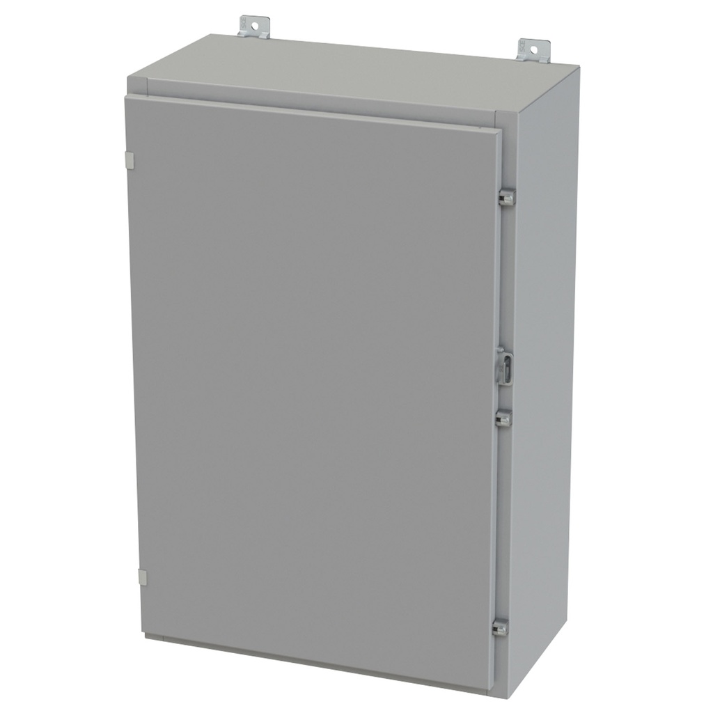 NEMA 3R, 4, 12 Enclosure, Wallmount, 36" H x 24" W x 12" D, Carbon Steel, Powder Coat gray