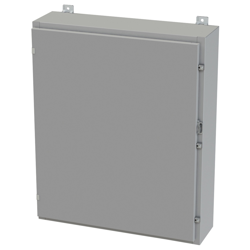 NEMA 3R, 4, 12 Enclosure, Wallmount, 36" H x 30" W x 8" D, Carbon Steel, Powder Coat gray