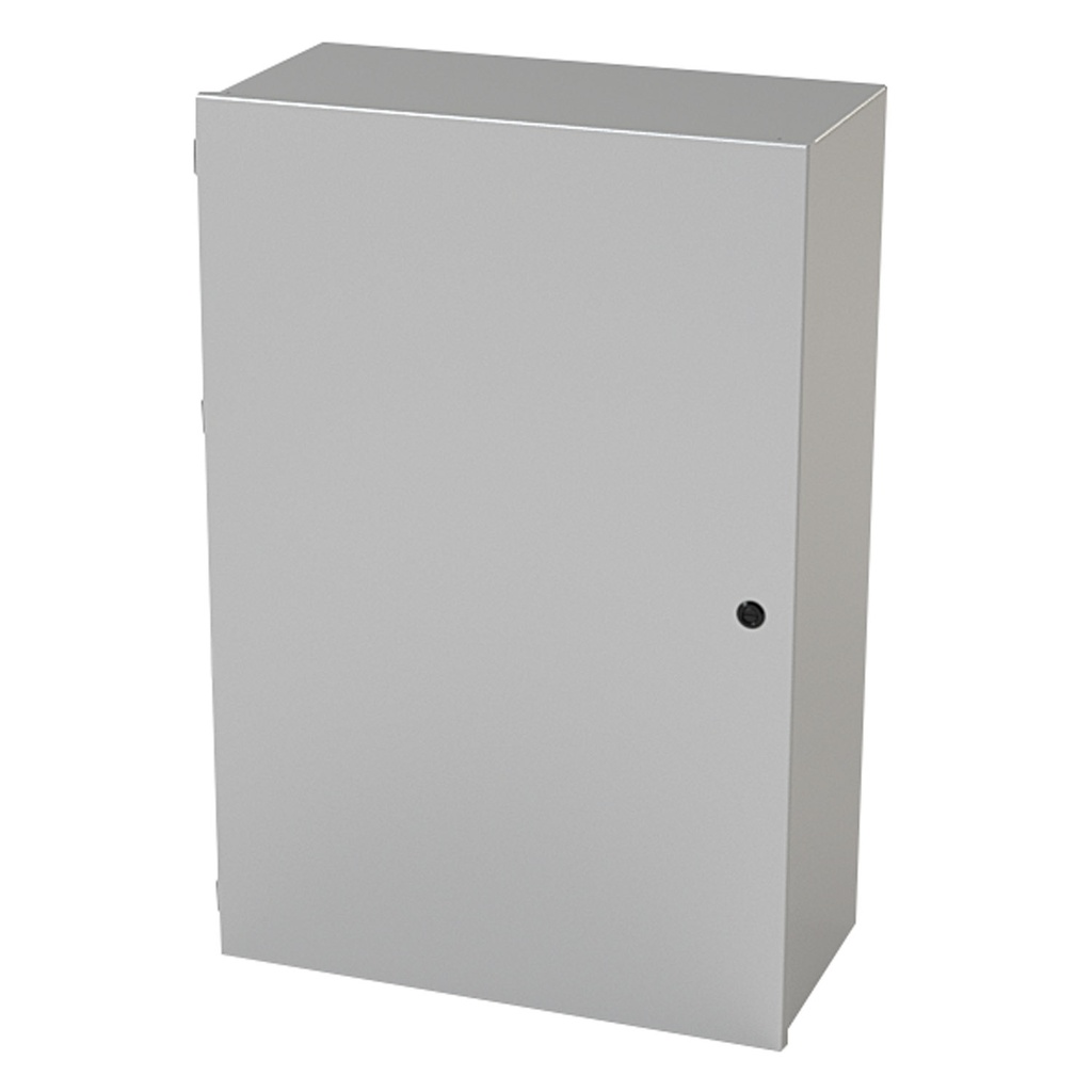 NEMA 1 Enclosure, Wallmount, 36" H x 24" W x 12" D, Carbon Steel, Powder Coat gray