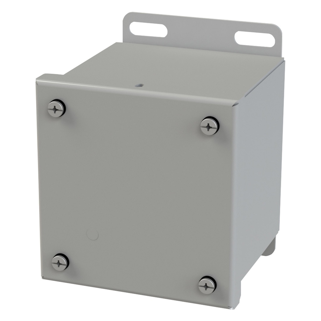 NEMA 3R, 4, 12 Enclosure, Wallmount, 4.125" H x 4.125" W x 4" D, Carbon Steel, Powder Coat gray