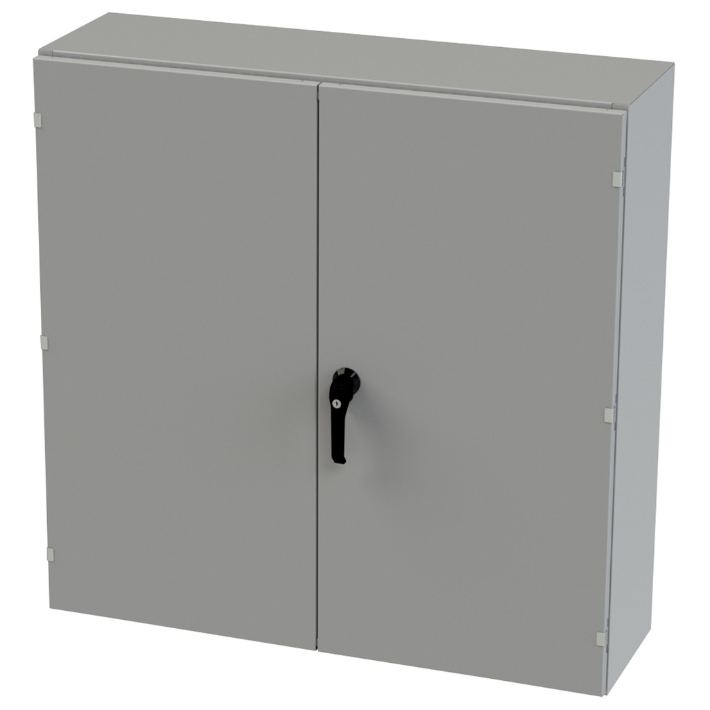 NEMA 3R, 4, 12 Enclosure, Wallmount, 42" H x 42" W x 12" D, Carbon Steel, Powder Coat gray