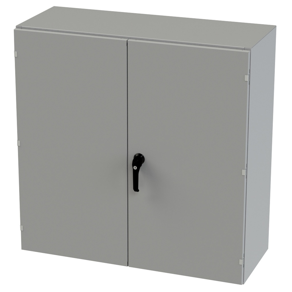 NEMA 3R, 4, 12 Enclosure, Wallmount, 42" H x 42" W x 16" D, Carbon Steel, Powder Coat gray