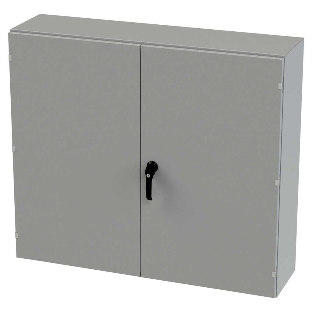 NEMA 3R, 4, 12 Enclosure, Wallmount, 42" H x 48" W x 12" D, Carbon Steel, Powder Coat gray