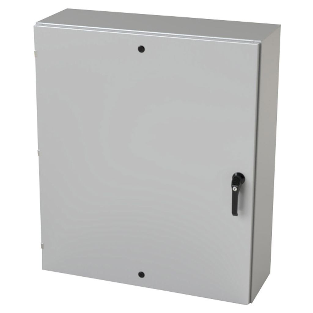 NEMA 3R, 4, 12 Enclosure, Wallmount, 42" H x 36" W x 12" D, Carbon Steel, Powder Coat gray