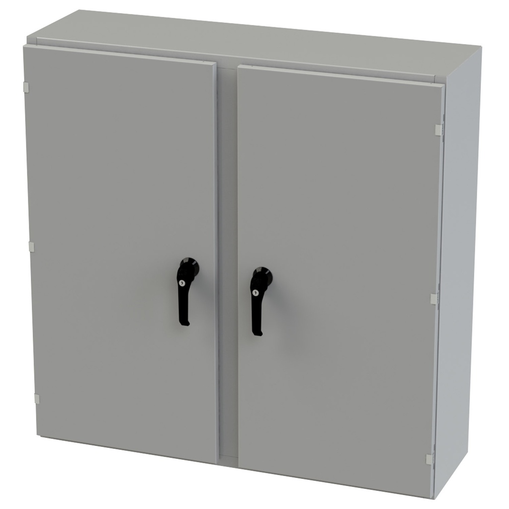 NEMA 3R, 4, 12 Enclosure, Wallmount, 42" H x 42" W x 12" D, Carbon Steel, Powder Coat gray