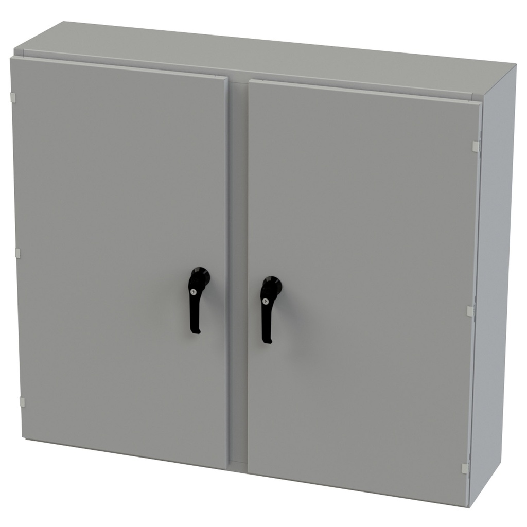 NEMA 3R, 4, 12 Enclosure, Wallmount, 42" H x 48" W x 12" D, Carbon Steel, Powder Coat gray