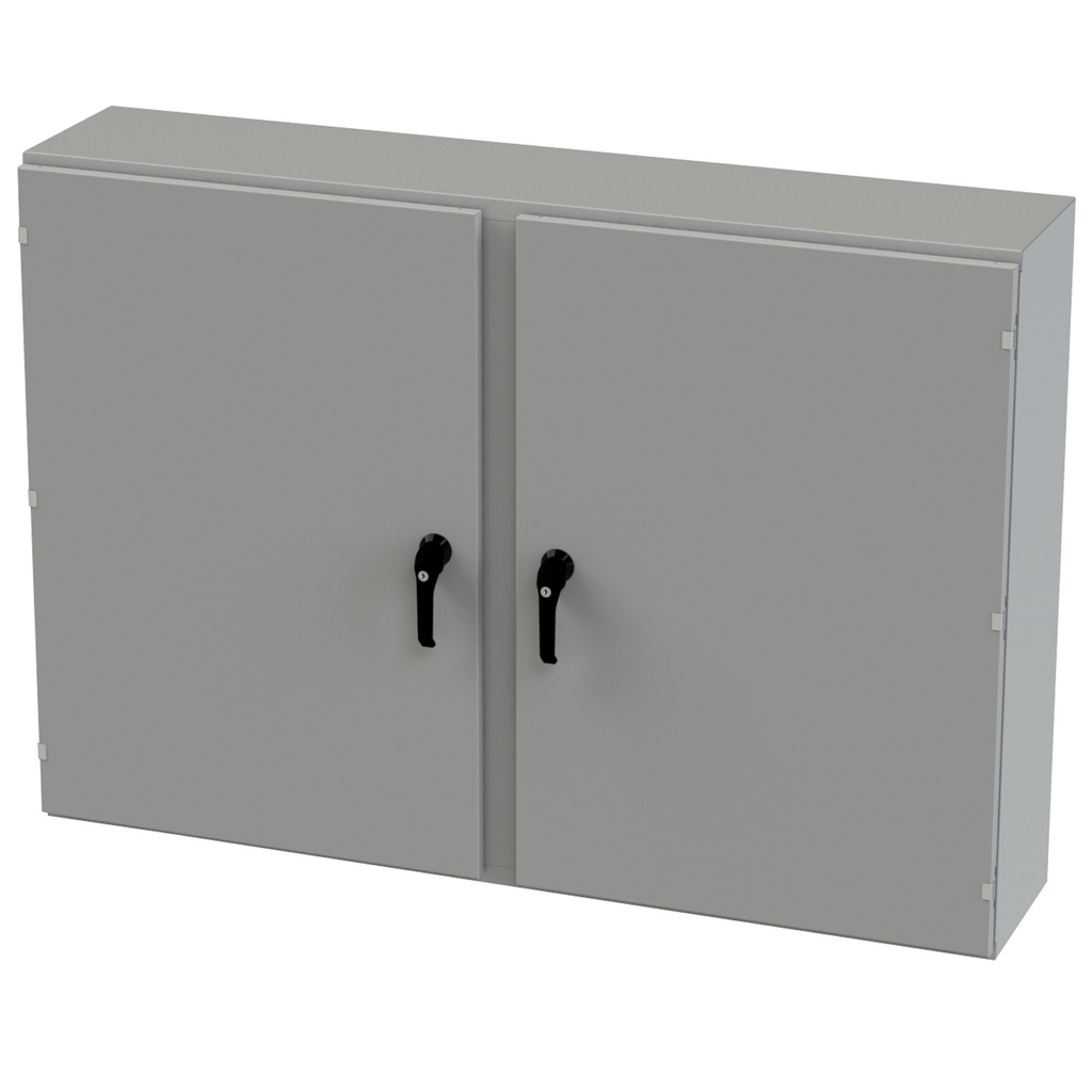 NEMA 3R, 4, 12 Enclosure, Wallmount, 42" H x 60" W x 12" D, Carbon Steel, Powder Coat gray