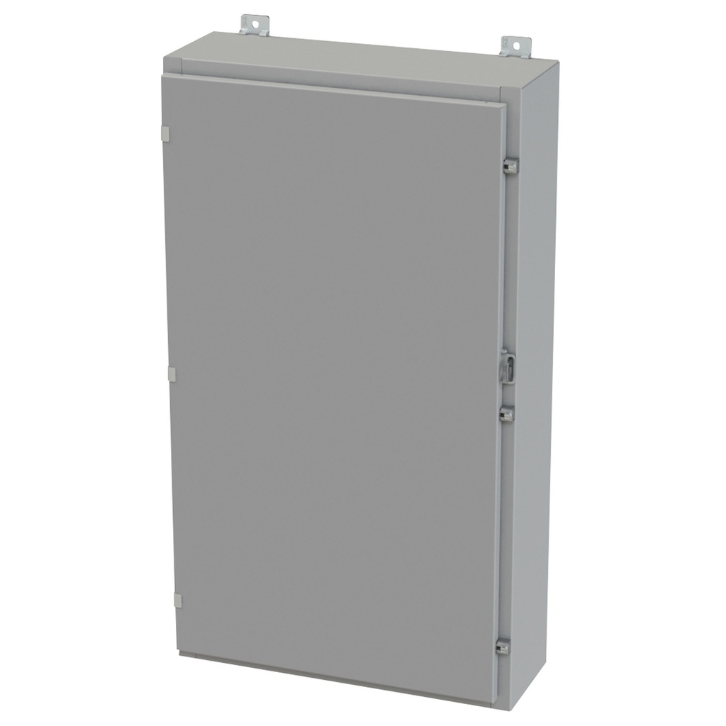 NEMA 3R, 4, 12 Enclosure, Wallmount, 42" H x 24" W x 8" D, Carbon Steel, Powder Coat gray