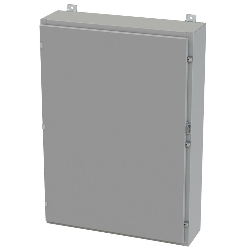 NEMA 3R, 4, 12 Enclosure, Wallmount, 42" H x 30" W x 10" D, Carbon Steel, Powder Coat gray