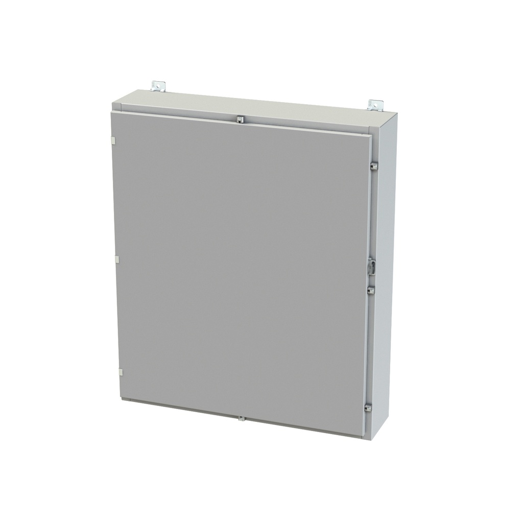 NEMA 3R, 4, 12 Enclosure, Wallmount, 42" H x 36" W x 8" D, Carbon Steel, Powder Coat gray