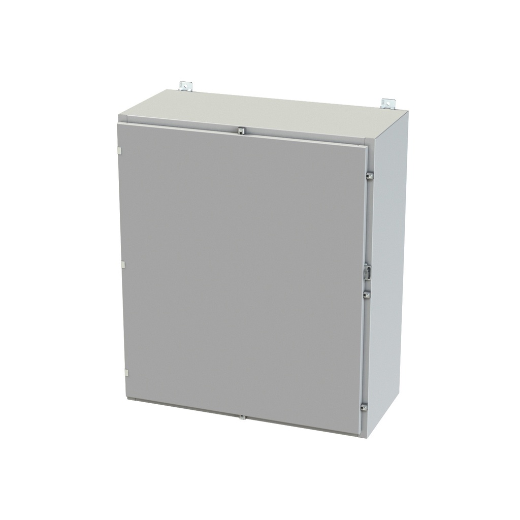 NEMA 3R, 4, 12 Enclosure, Wallmount, 42" H x 36" W x 16" D, Carbon Steel, Powder Coat gray