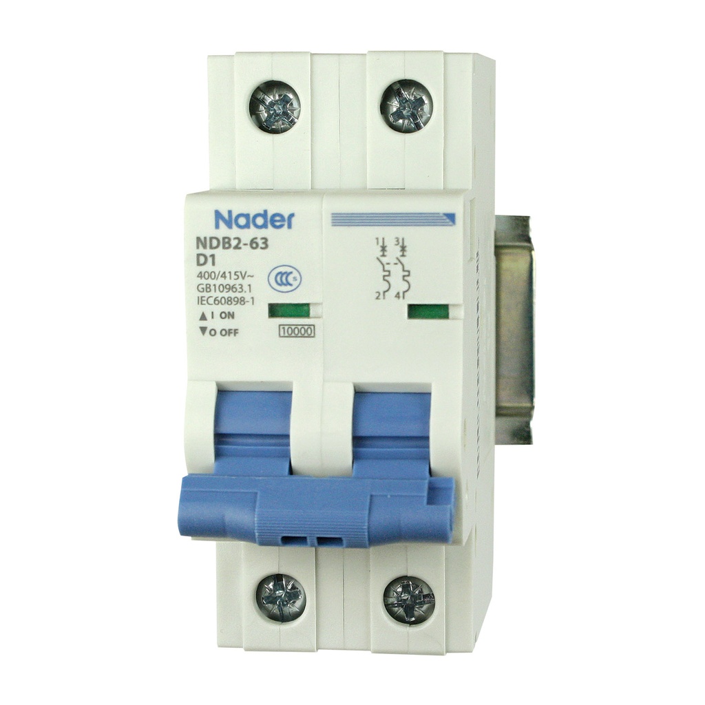 1 Amp, 2 Pole, 480V AC, 125V DC, Trip Curve: D, DIN Rail Mount-Miniature Circuit Breaker, UL1077