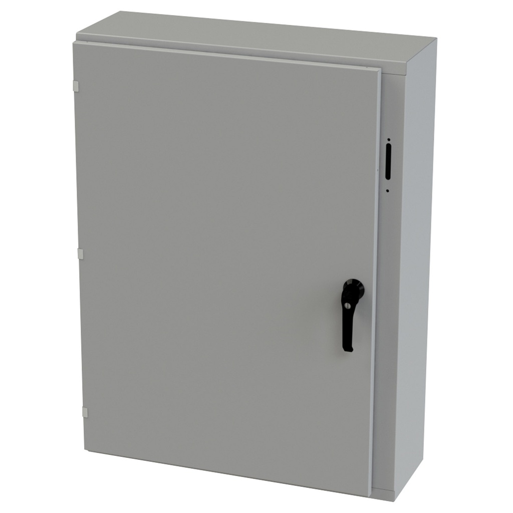 NEMA 3R Enclosure, Wallmount, 42" H x 31.375" W x 10" D, Carbon Steel, Powder Coat gray