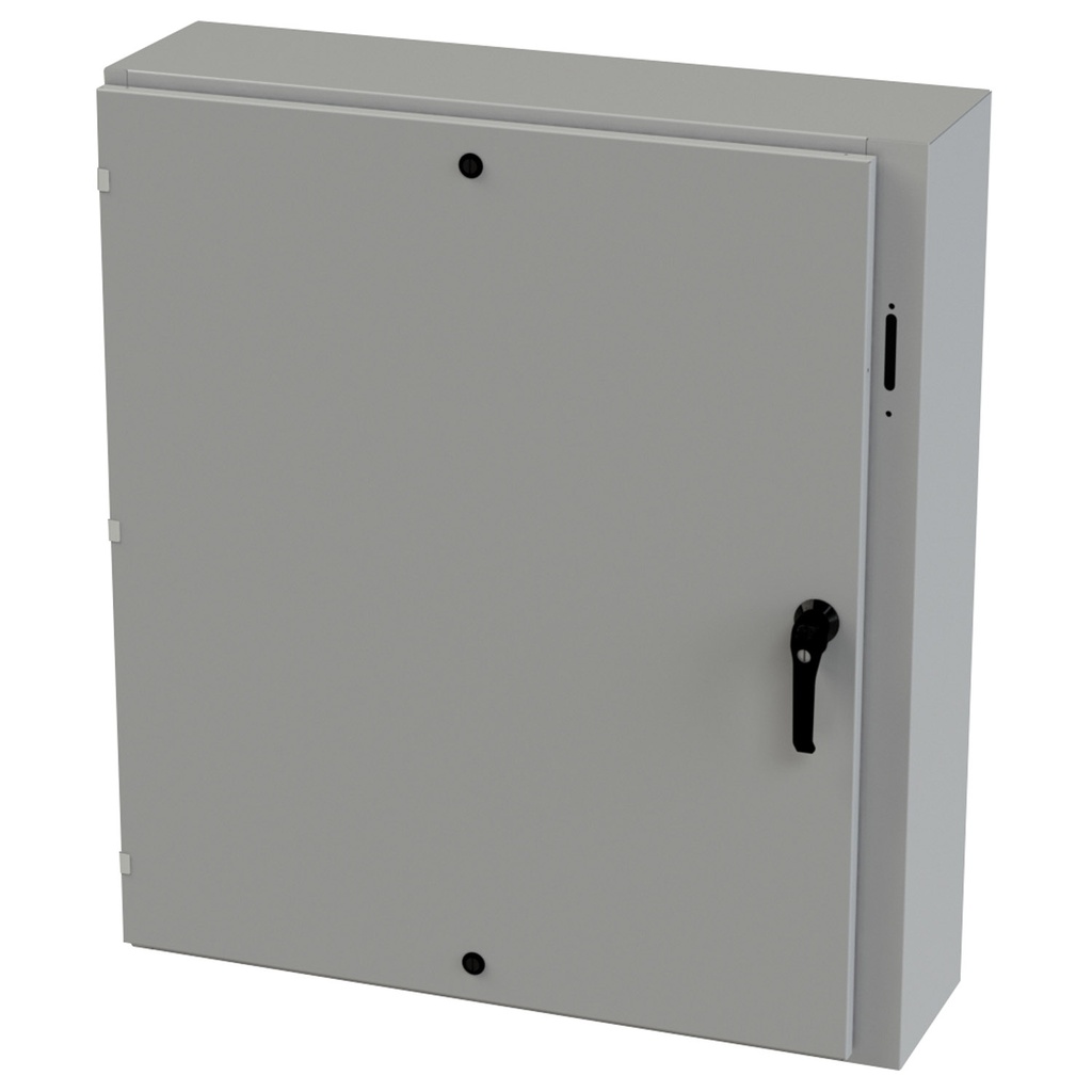 NEMA 3R Enclosure, Wallmount, 42" H x 37.375" W x 10" D, Carbon Steel, Powder Coat gray