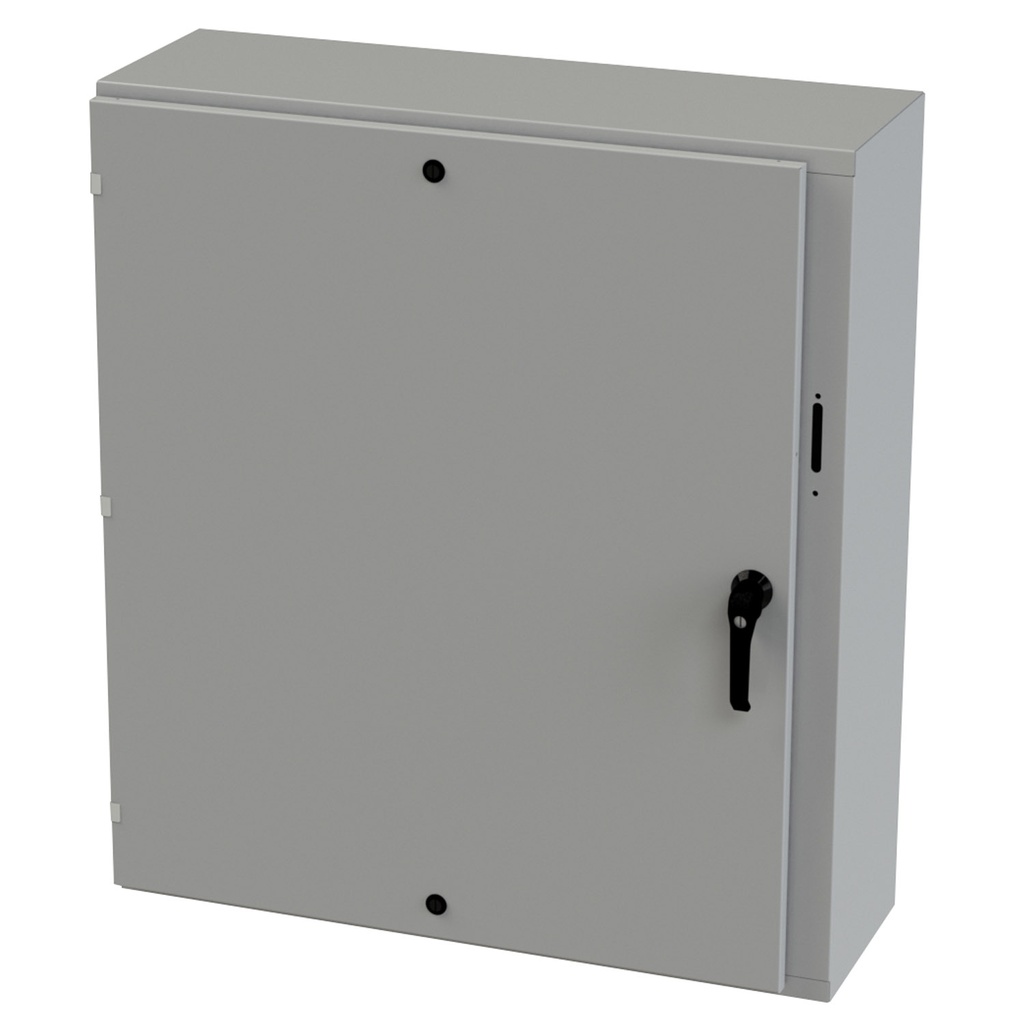 NEMA 3R Enclosure, Wallmount, 42" H x 37.375" W x 12" D, Carbon Steel, Powder Coat gray