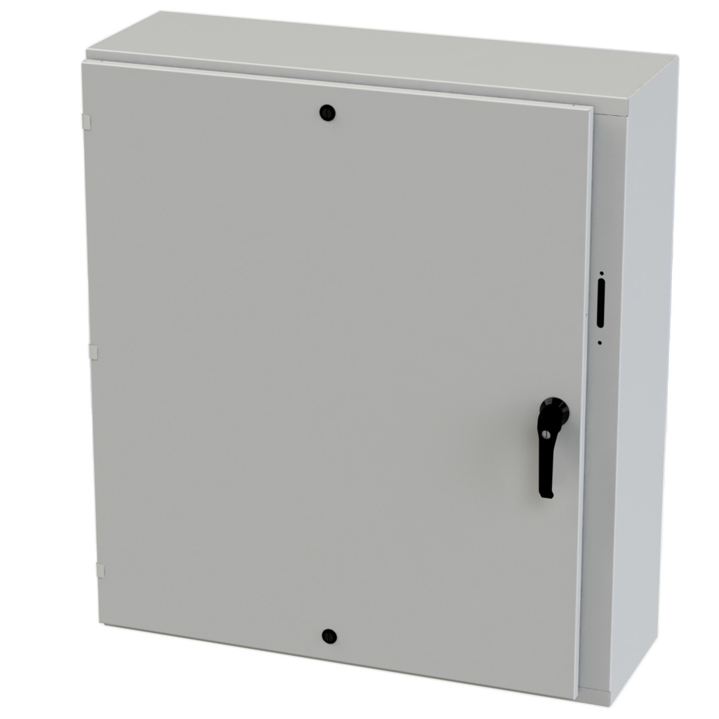 NEMA 3R Enclosure, Wallmount, 42" H x 37.375" W x 12" D, Carbon Steel, Powder Coat gray