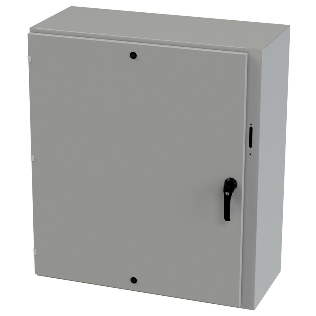 NEMA 3R Enclosure, Wallmount, 42" H x 37.375" W x 16" D, Carbon Steel, Powder Coat gray