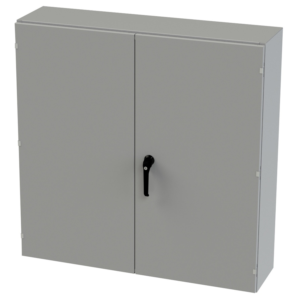 NEMA 3R, 4, 12 Enclosure, Wallmount, 48" H x 48" W x 12" D, Carbon Steel, Powder Coat gray