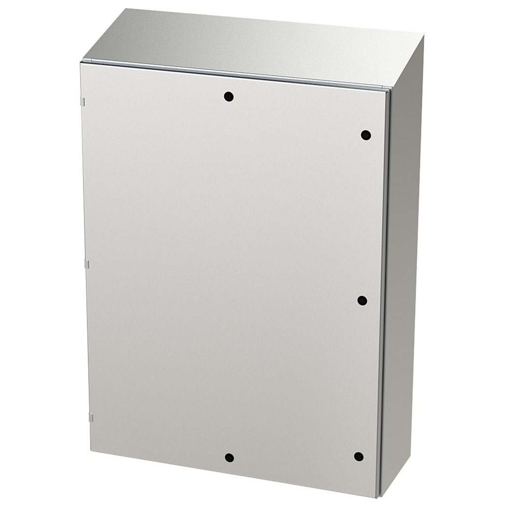 NEMA 4X Enclosure, Slope Top, Wallmount, 48" H x 36" W x 12" D, 304 Stainless Steel