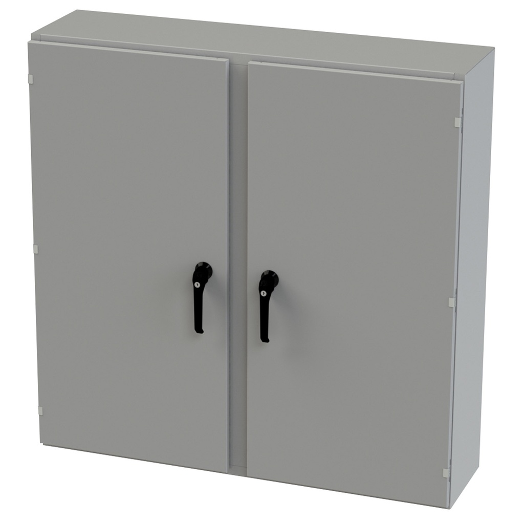 NEMA 3R, 4, 12 Enclosure, Wallmount, 48" H x 48" W x 12" D, Carbon Steel, Powder Coat gray