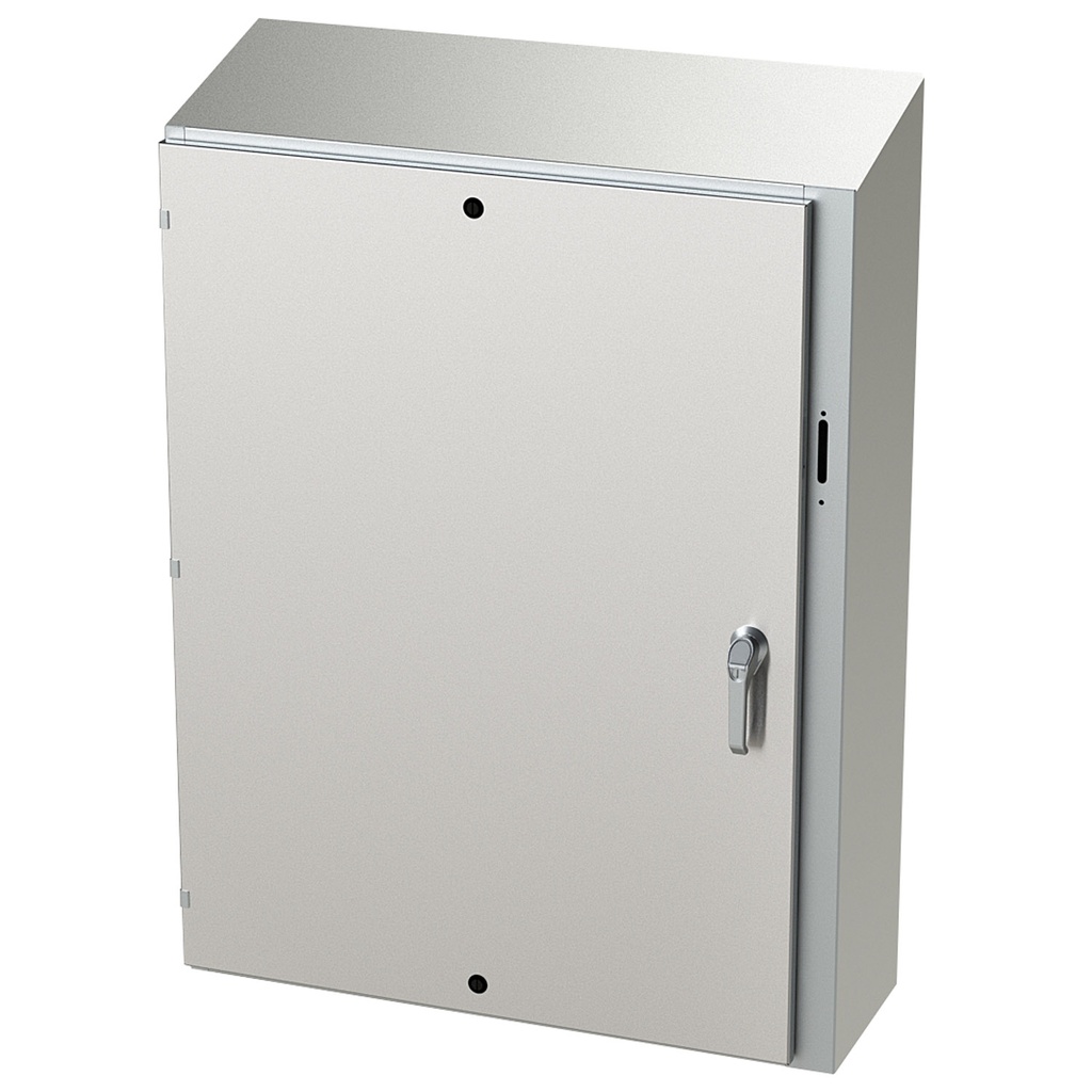 NEMA 4X Enclosure, Slope Top, Wallmount, 48" H x 37" W x 12" D, 304 Stainless Steel