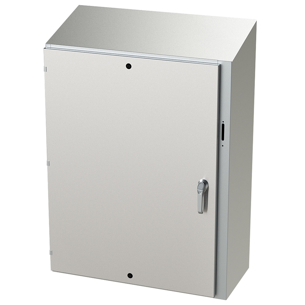 NEMA 4X Enclosure, Slope Top, Wallmount, 48" H x 37" W x 16" D, 304 Stainless Steel