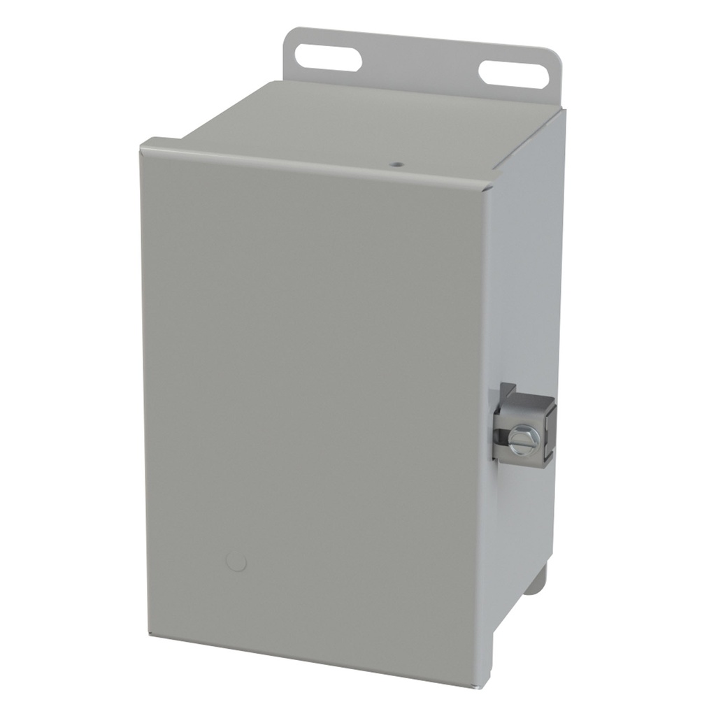 NEMA 3R, 4, 12 Enclosure, Wallmount, 6.125" H x 4" W x 4" D, Carbon Steel, Powder Coat gray