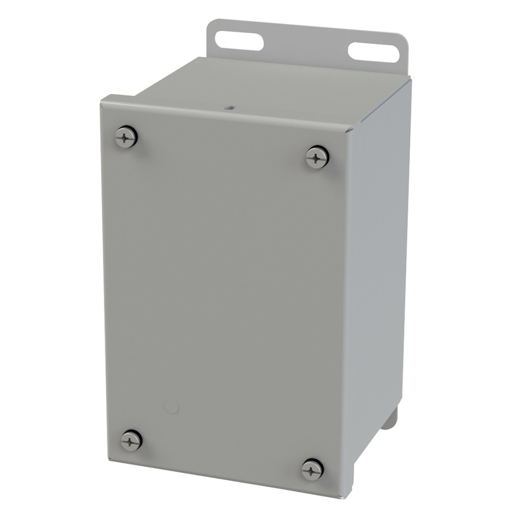 NEMA 3R, 4, 12 Enclosure, Wallmount, 6.125" H x 4" W x 4" D, Carbon Steel, Powder Coat gray