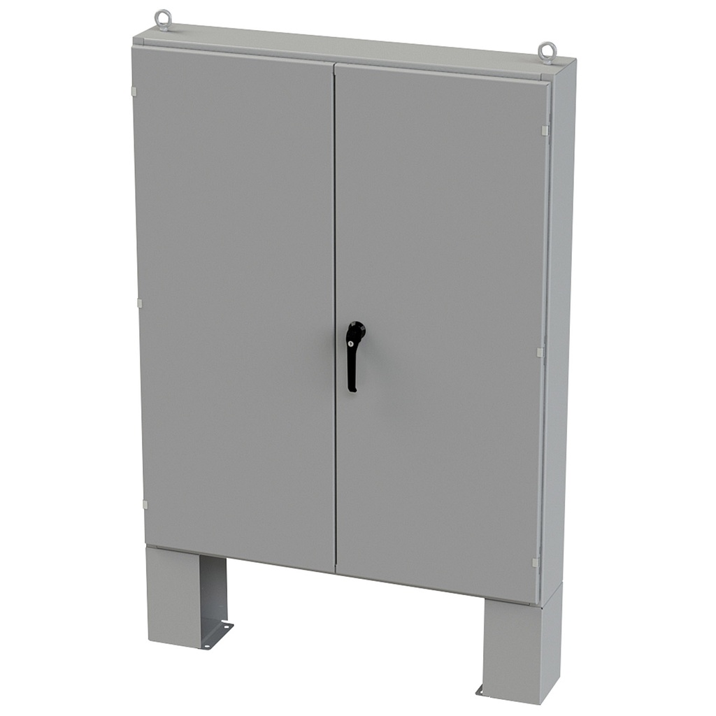 NEMA 12 Enclosure, Floor Mount, 60" H x 48" W x 8" D, Carbon Steel, Powder Coat gray