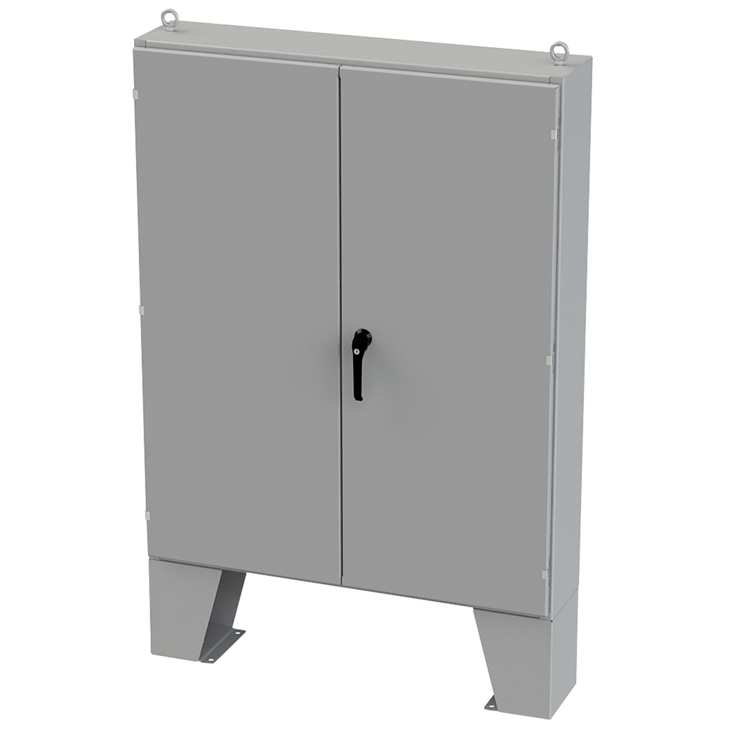 NEMA 12 Enclosure, Floor Mount, 60" H x 48" W x 10" D, Carbon Steel, Powder Coat gray