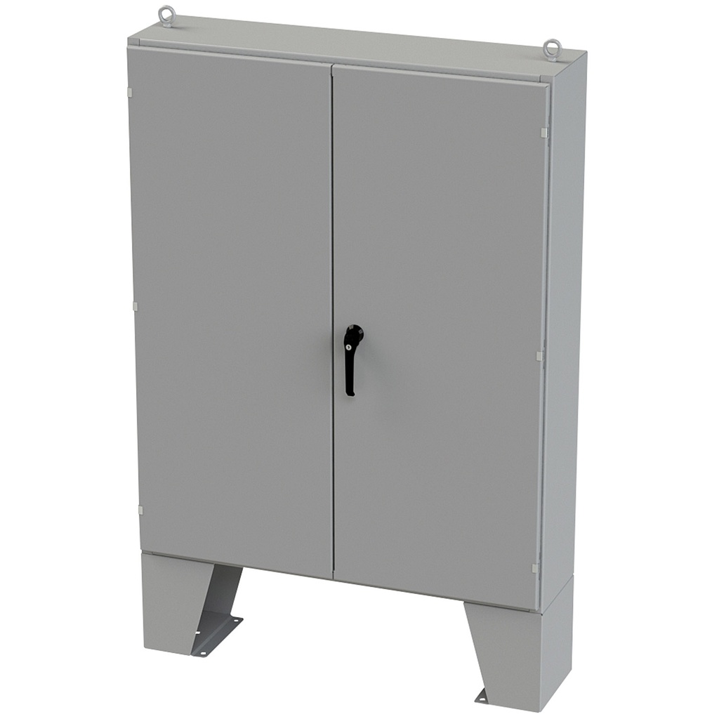 NEMA 12 Enclosure, Floor Mount, 60" H x 48" W x 12" D, Carbon Steel, Powder Coat gray