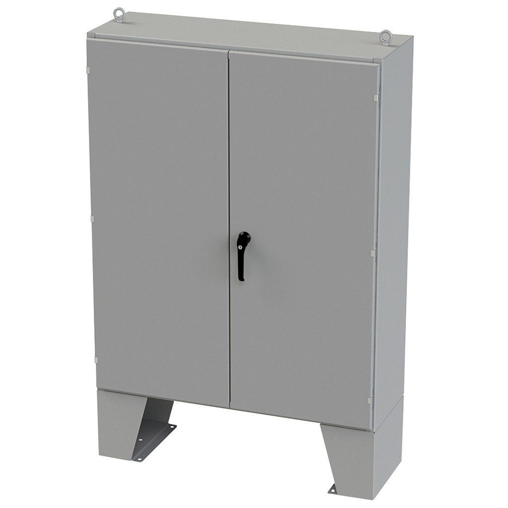 NEMA 12 Enclosure, Floor Mount, 60" H x 48" W x 16" D, Carbon Steel, Powder Coat gray