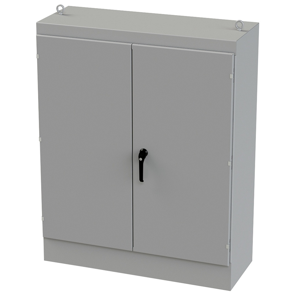 NEMA 12 Enclosure, Free Standing, 60" H x 48" W x 18" D, Carbon Steel, Powder Coat gray