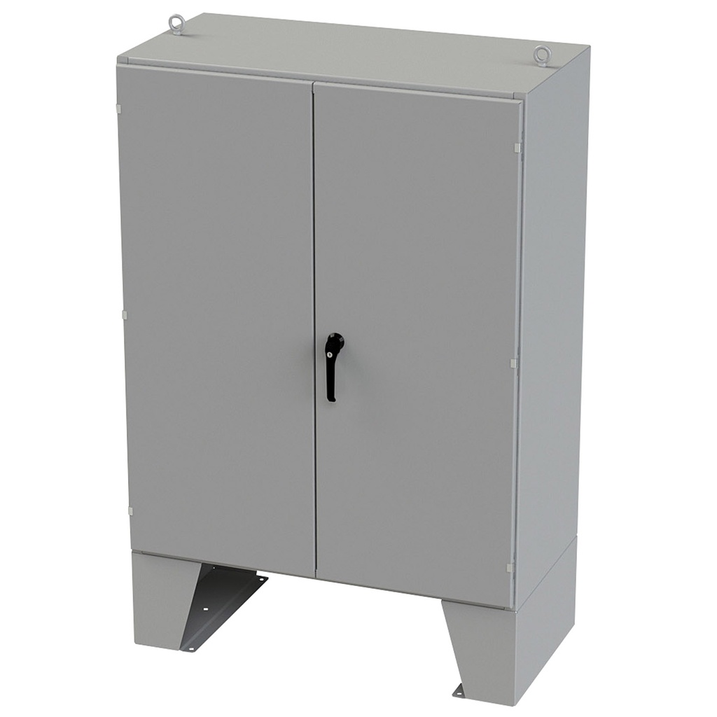 NEMA 12 Enclosure, Floor Mount, 60" H x 48" W x 24" D, Carbon Steel, Powder Coat gray