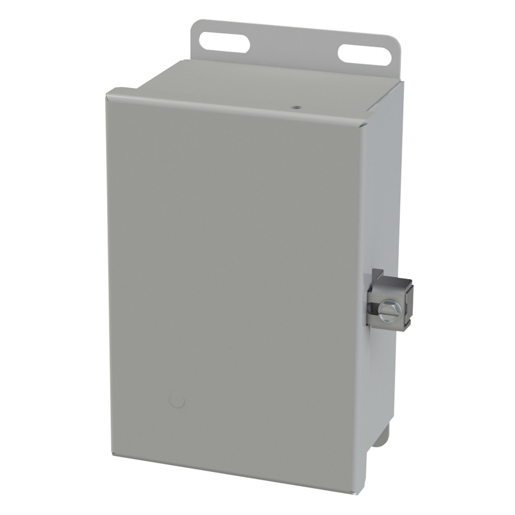 NEMA 3R, 4, 12 Enclosure, Wallmount, 6.125" H x 4" W x 3" D, Carbon Steel, Powder Coat gray