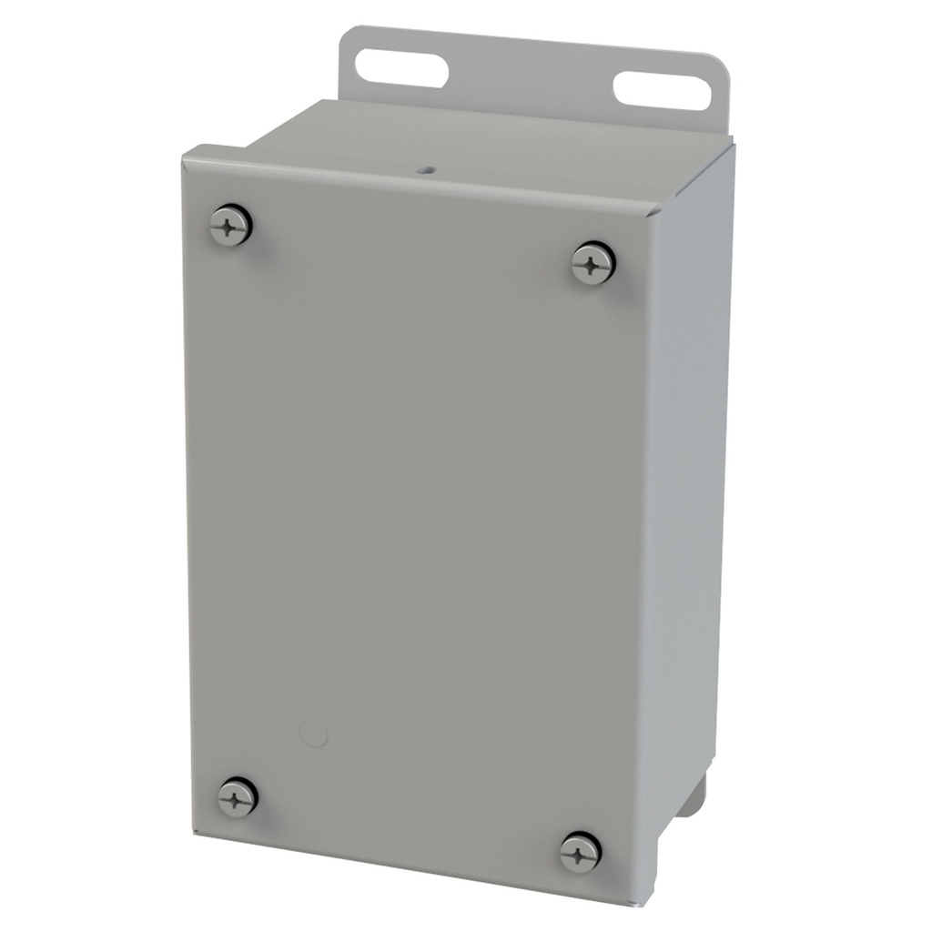 NEMA 3R, 4, 12 Enclosure, Wallmount, 6.125" H x 4" W x 3" D, Carbon Steel, Powder Coat gray