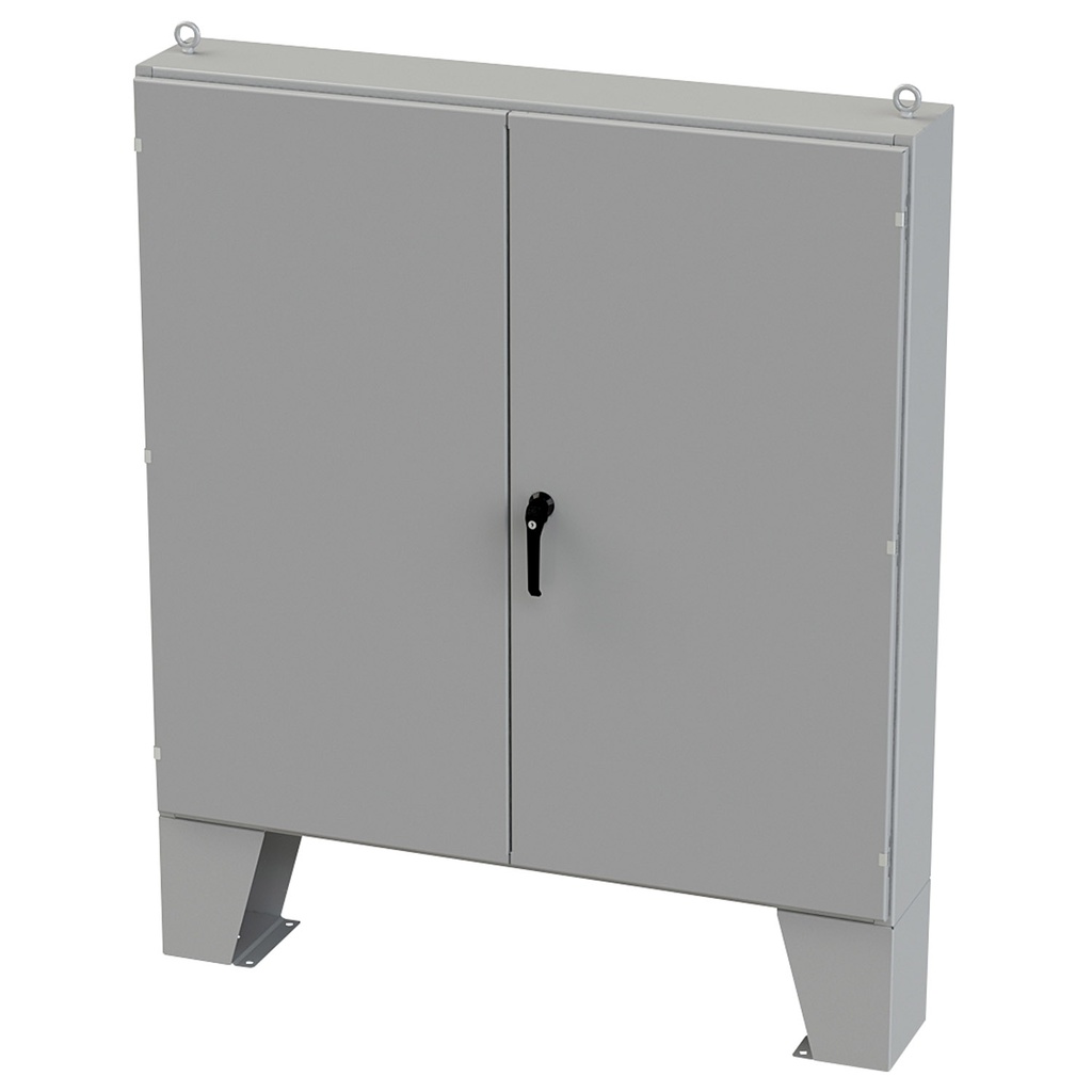 NEMA 12 Enclosure, Floor Mount, 60" H x 60" W x 10" D, Carbon Steel, Powder Coat gray