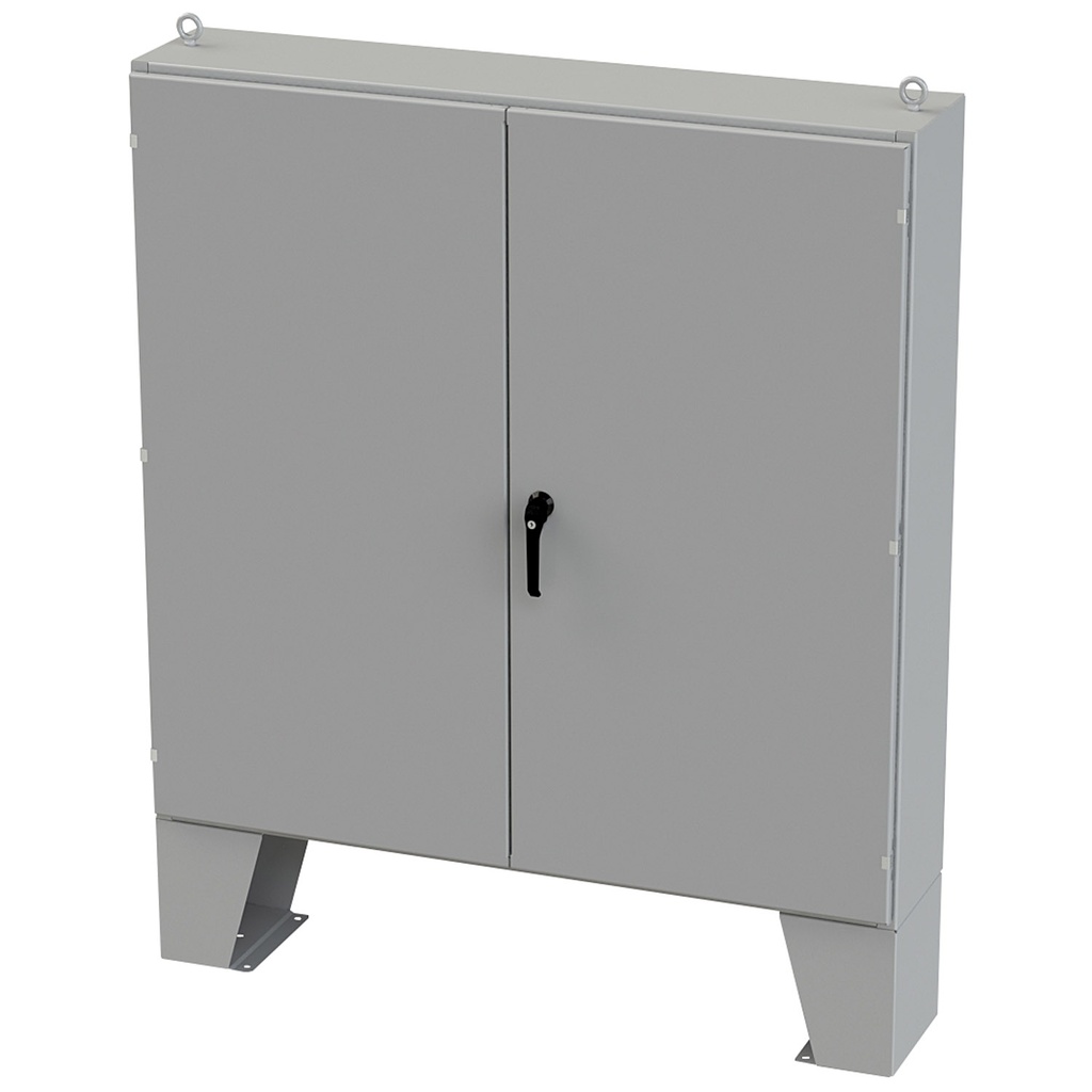 NEMA 12 Enclosure, Floor Mount, 60" H x 60" W x 12" D, Carbon Steel, Powder Coat gray