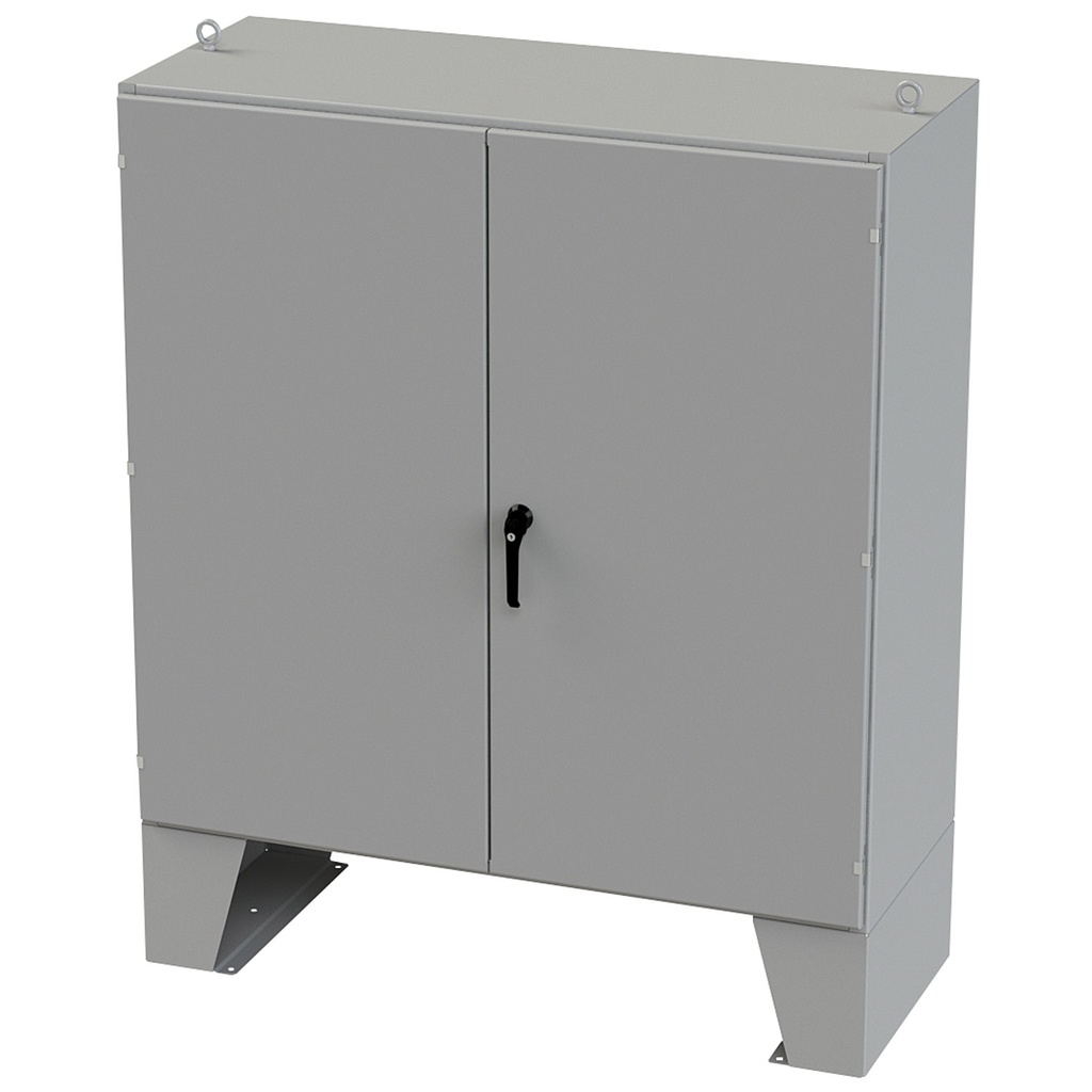 NEMA 12 Enclosure, Floor Mount, 60" H x 60" W x 16" D, Carbon Steel, Powder Coat gray