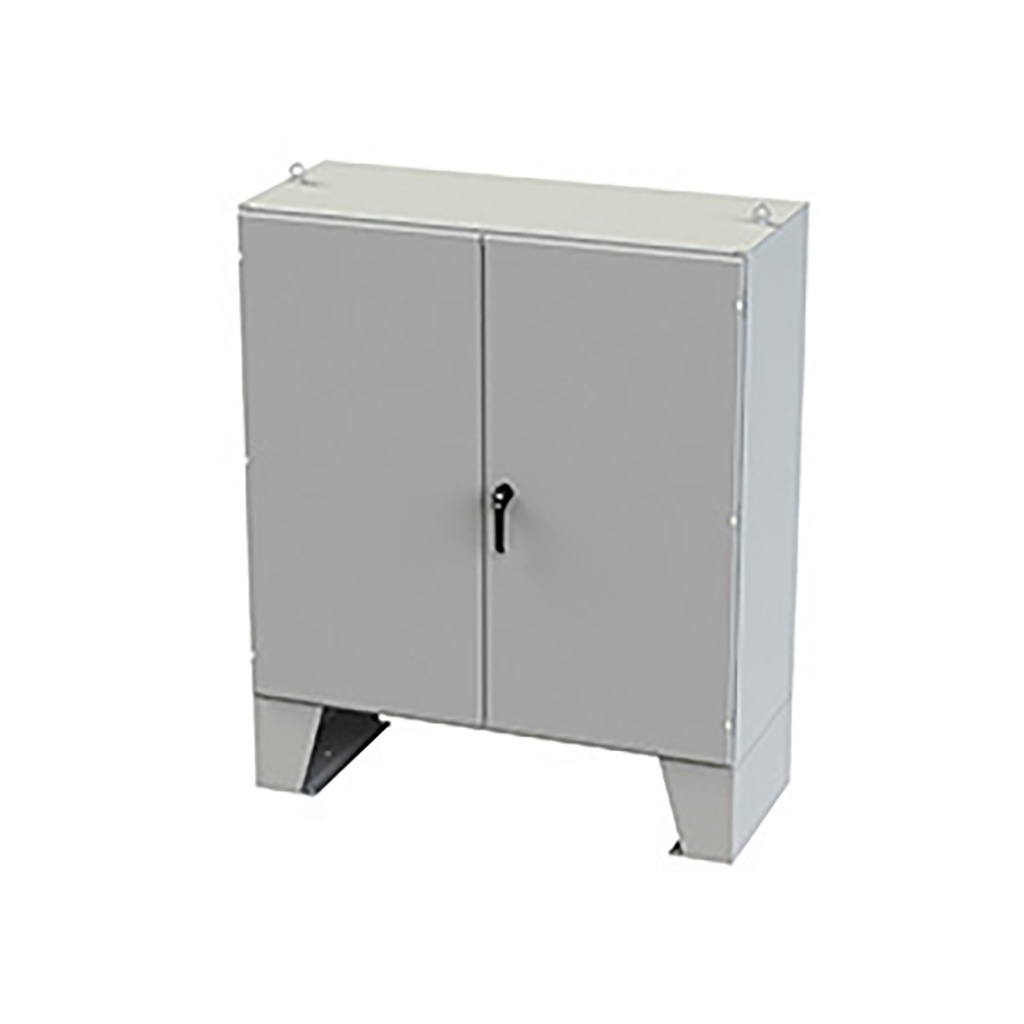 NEMA 12 Enclosure, Floor Mount, 60" H x 60" W x 24" D, Carbon Steel, Powder Coat gray