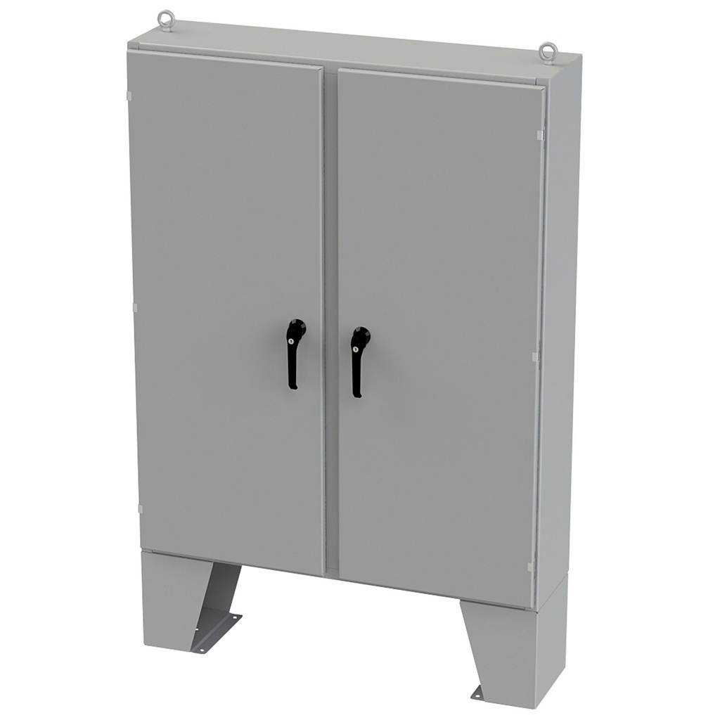 NEMA 12 Enclosure, Floor Mount, 60" H x 48" W x 12" D, Carbon Steel, Powder Coat gray